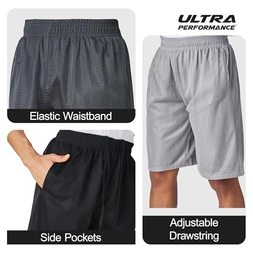Ultra Performance Men's Athletic Mesh Short's 3 Pack Mens Basketball Shorts Gym Workout & Sport Short with Pockets for Men2