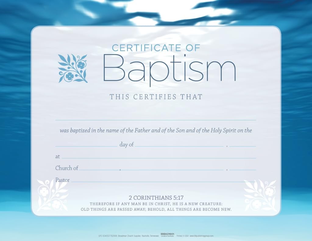B&H Publishing Group Certificate-Baptism-Blue (5.5 x 3.5) (Pack of 6)