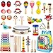 Kids Musical Instruments, 28Pcs 19Types Wooden Instruments Tambourine Xylophone Toys for Kids Children, Preschool Educational Learning Musical Toys for Boys Girls with Storage Baakpack