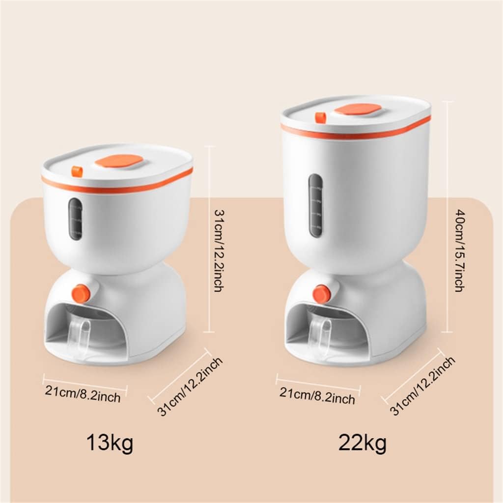 Automatic Grain Storage Tank with Measuring Cup Container Dispenser Rice Box Bucket(Orange,Small)