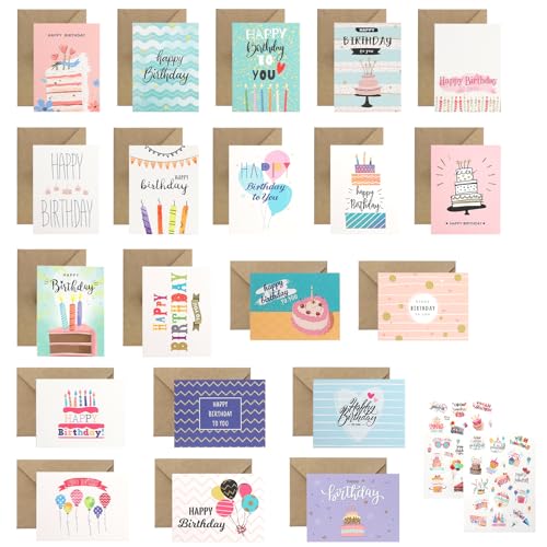 VOSSOT Geburtstagskarten Set 20er mit Umschlägen – Kreatives Glückwunschkarten Klappkarten Set zum Selbstgestalten mit Stickern & Grußkarten Geschenk für Geburtstag, Schule & Familie VOSSOT Geburtstagskarten Set 20er mit Umschlägen – Kreatives Glückwunschkarten Klappkarten Set zum Selbstgestalten mit Stickern & Grußkarten Geschenk für Geburtstag, Schule & Familie