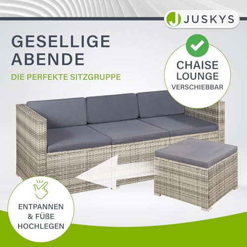 ArtLife Polyrattan Lounge Punta Cana L grau-meliert – Gartenlounge für 4-5 Personen – Gartenmöbel-Set mit Sessel, Sofa, Tisch, Hocker – Bezüge Dunkelgrau - 6