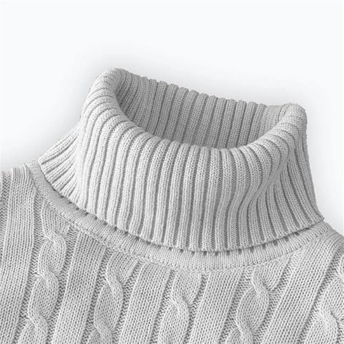 Men's Turtleneck Long Sleeve Sweater Solid Color Pullover Knitted Casual Stretch Sweater2