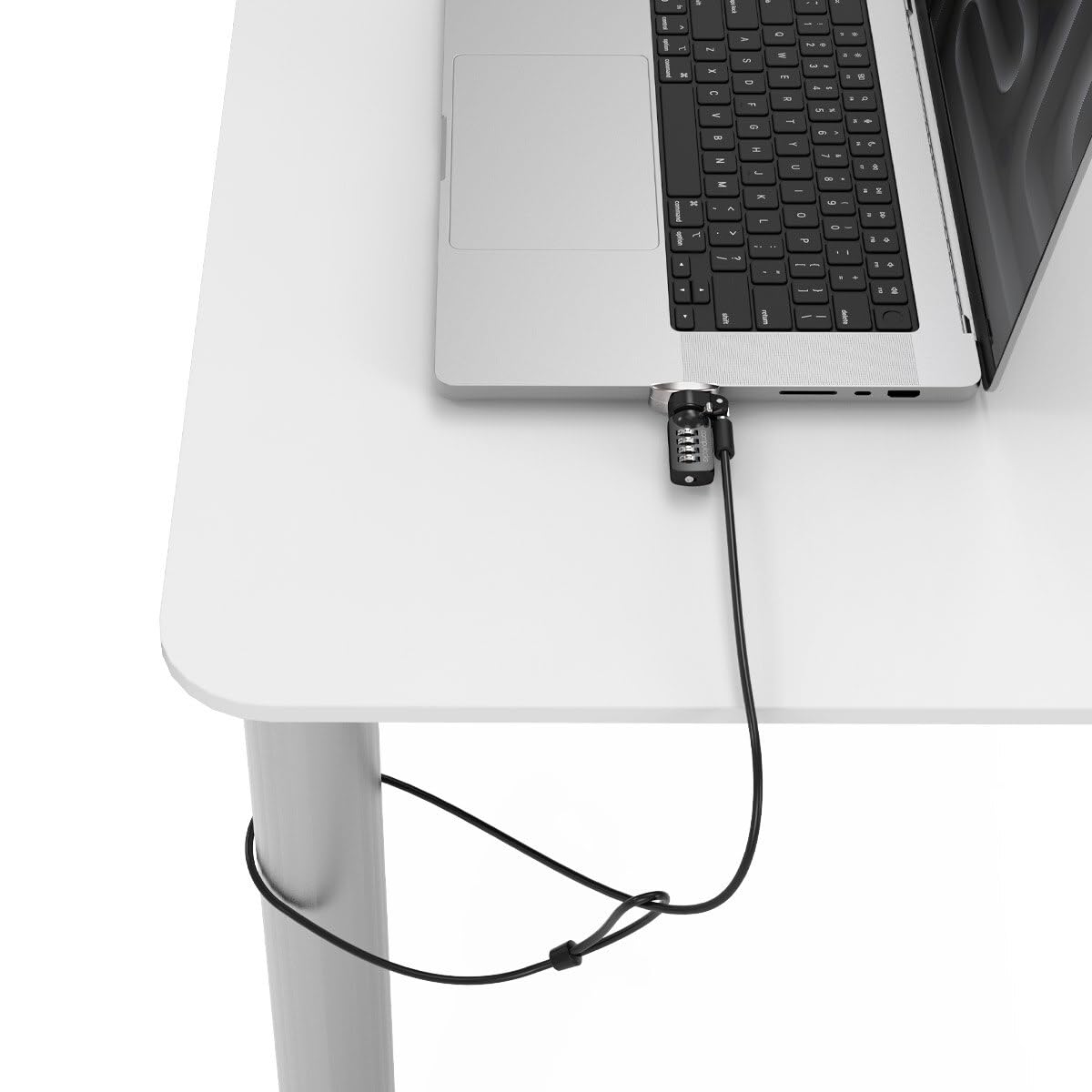 Compulocks Ledge Lock Adapter for MacBook Pro 16" M1,M2,M3, M4,M5 with Combination Cable Lock Silver