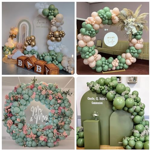 Image of Jobkoo Sage Green Balloons 5 Inch, 60 Pcs Small Eucalyptus Olive Vintage Green Balloon 5'', Mini Matte Dusty Dark Avocado Green Latex Balloons for Birthday Boho Baby Shower Wedding Party Decorations