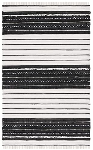 Tapete SAFAVIEH Kilim Rayado 4x6 Negro e Ivory miniatura 2