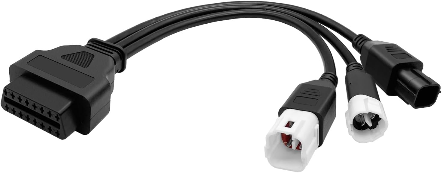 Motorcycle OBD2 Diagnostic Cable Kit with 3, 4, 6 Pin Adapters,Fault Code Reader & Scanner for OBDII Compatible Bikes,Plug & Play ABS Plastic Metal Tool