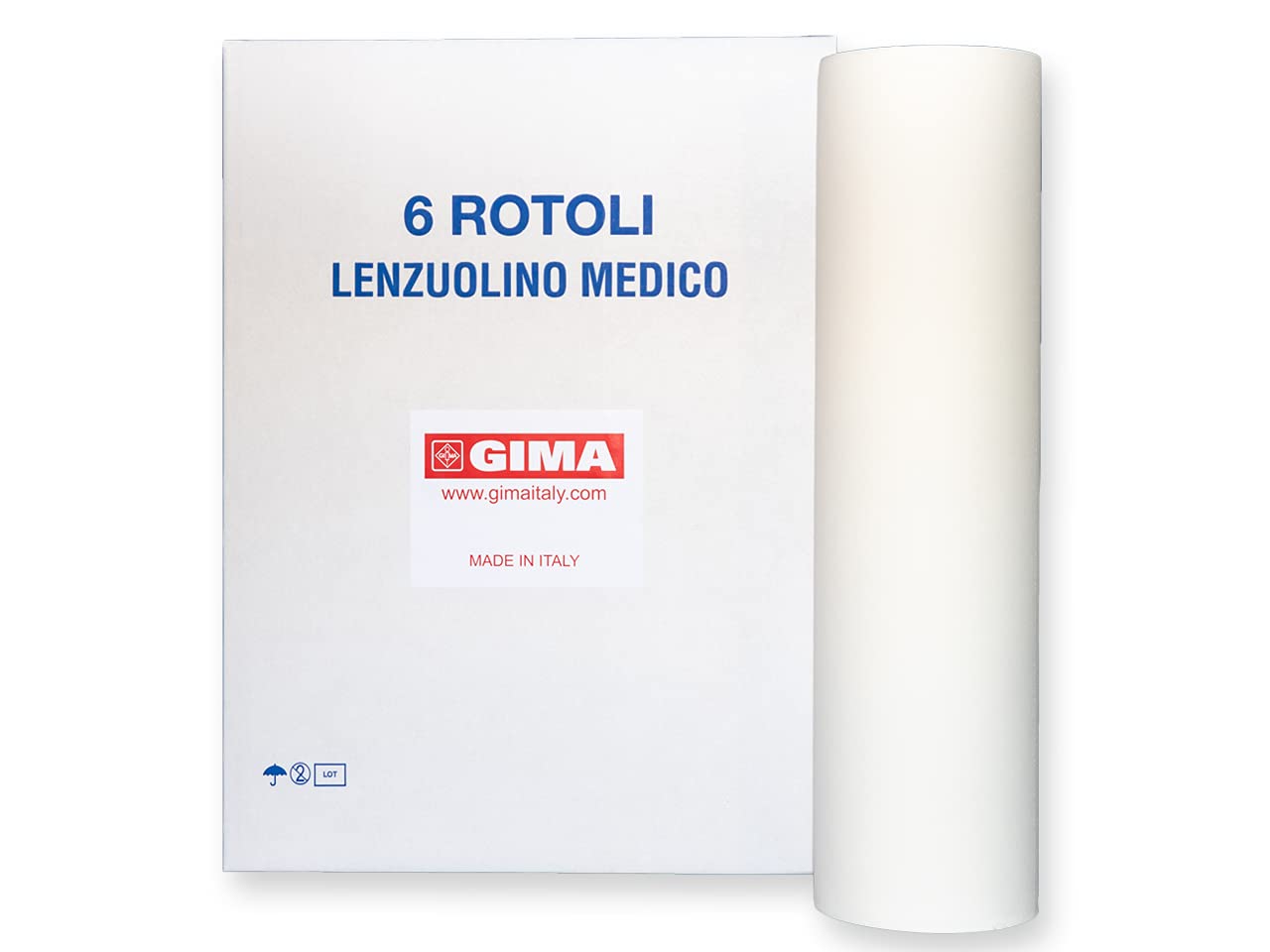Gima 27419 Lenzuolino a Punta 2 Veli 80 m X 59 cm, 190 cm, Confezione da 6
