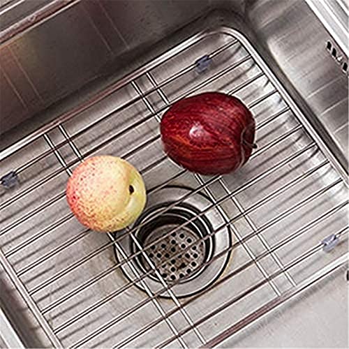 Escurridor de fregadero de acero inoxidable 304 para cocina, estante de secado de platos de frutas y verduras, rejilla protectora para fregadero de cocina (color: plata) DAKSL (color: plata
