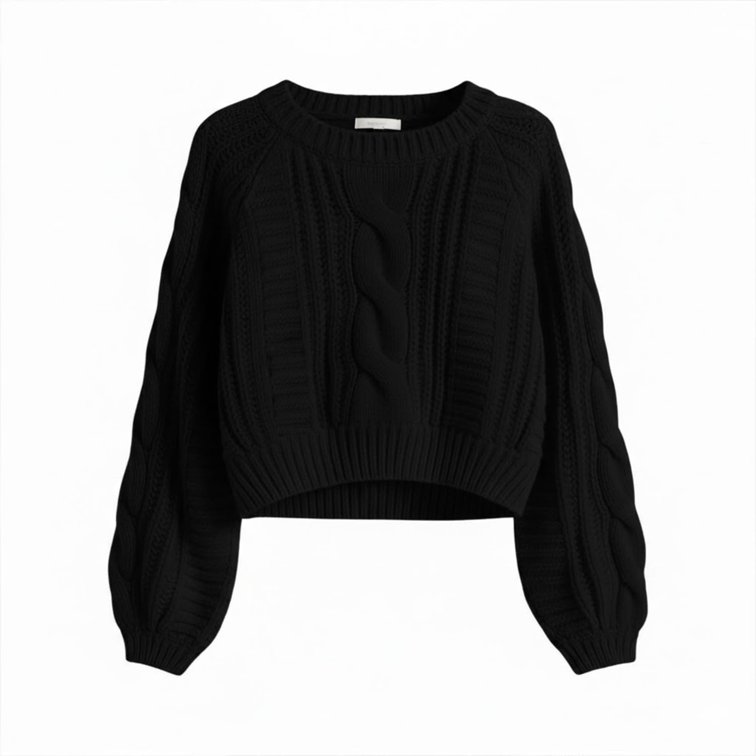 Women's Cropped Cable Knit Sweater, Soft and Warm Long Sleeve Pullover, Casual Knit Top for Fall Winter - Image 3