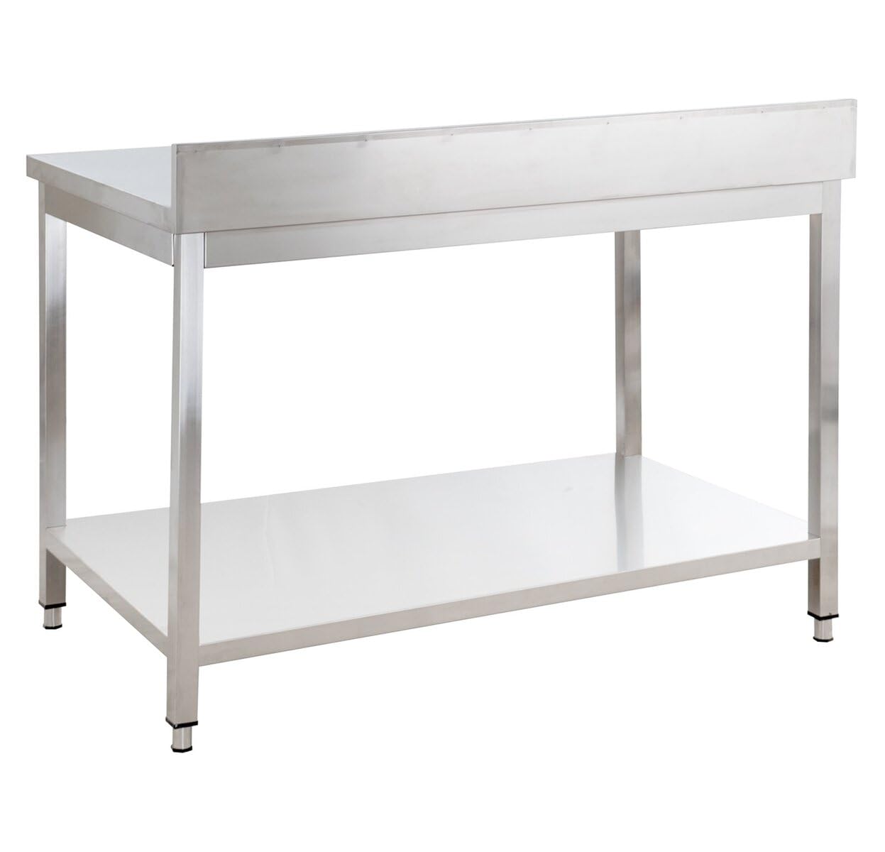 GastroHero Edelstahl Arbeitstisch Basic 100x60 cm mit Grundboden und Aufkantung, Chrom-Nickel-Stahl AISI 201, verstärkte Arbeitsplatte, höhenverstellbare Füße, Arbeitshöhe 850 mm
