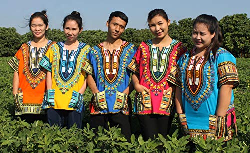 Image of Raan Pah Muang RaanPahMuang Unisex African Bright Dashiki Cotton Shirt Variety Colors