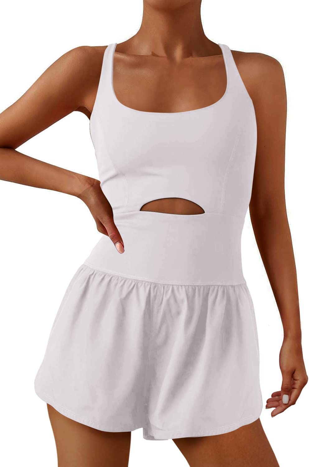 hixswnu Damski 2-częściowy kombinezon wypoczynkowy zestawy do biegania onesie trening pajacyki szorty tank top siłownia joga ćwiczenia kombinezony