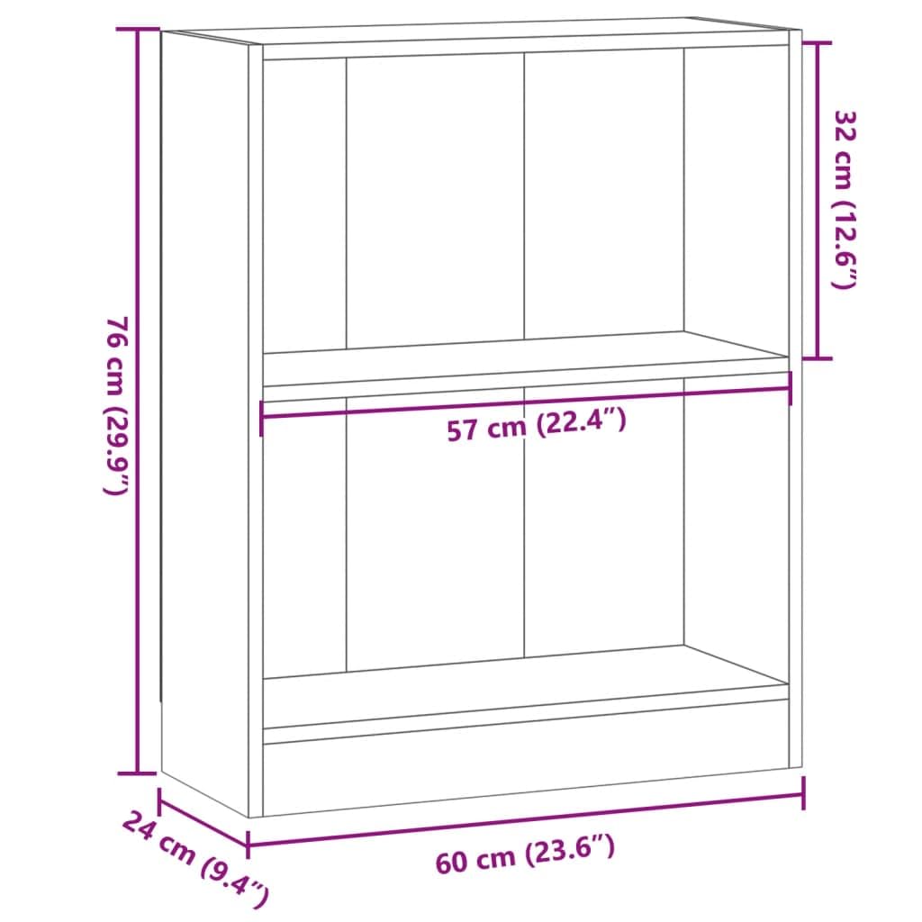 Libreria in rovere Artisan, 60 x 24 x 76 cm, scaffale in legno, scaffale sottile con scomparti aperti, per soggiorno, camera da letto e ufficio