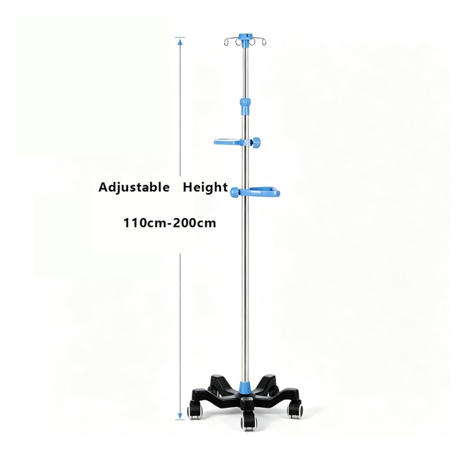 Asta portaflebo portatile con ruote e 4 ganci Portaflebo medicale