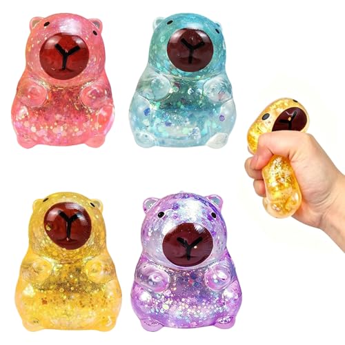 2 Pcs Capybara Squishy Glitter Slow Rising Fidget Toy Random Colour