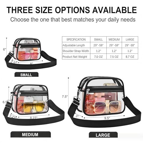 Image of Clear Bag for Stadium Events Clear Sports Fan Handbags Purses with Adjustbale Strap for Concerts Festivals Game Day
