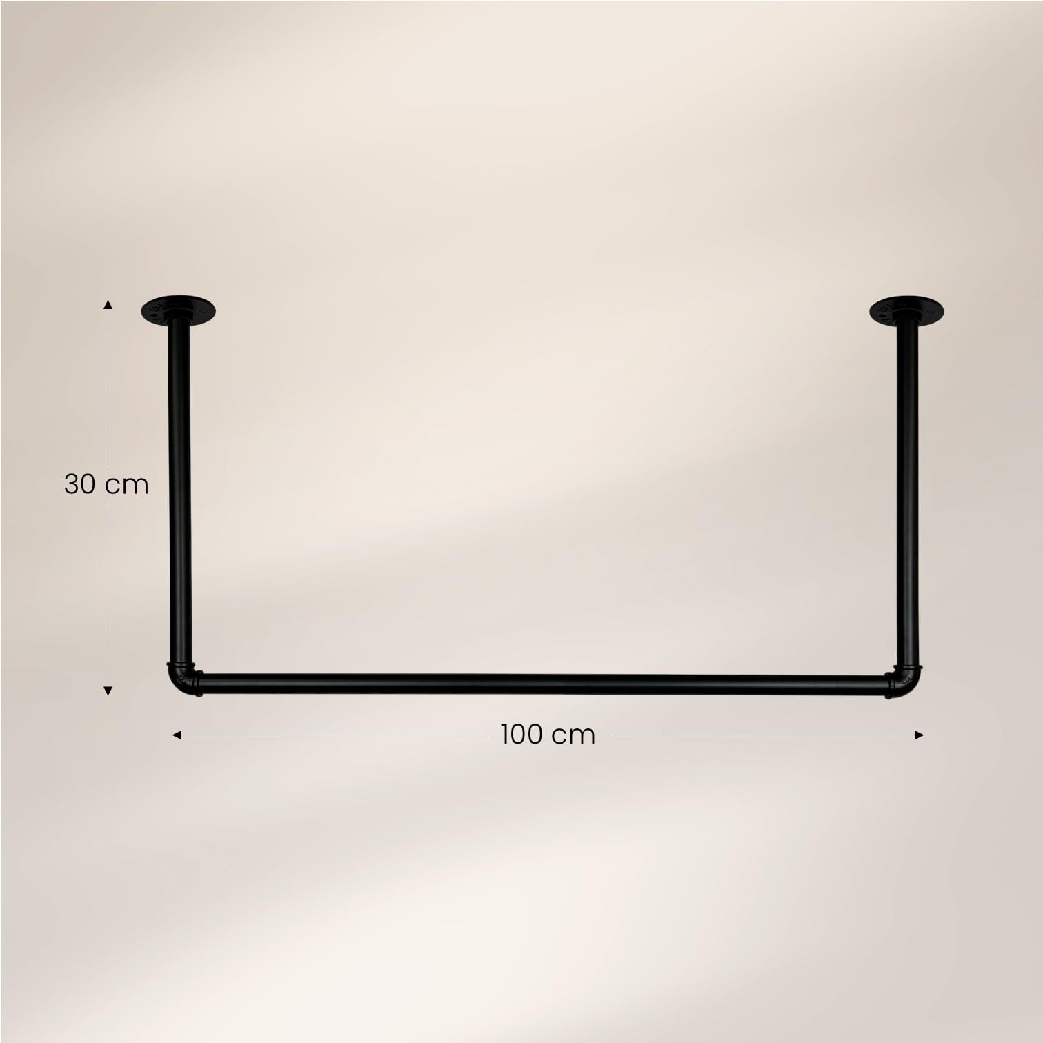 Drążek na ubrania, w stylu industrialnym, montaż , do sufitu, szerokość 100 cm x wysokość 30 cm, drążek garderobiany, sypialnia, garderoba, szafa na ubrania z możliwością wchodzenia