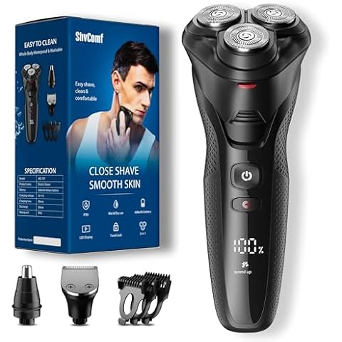 ShvComf Waterproof Electric Razor with Trimmers Cover