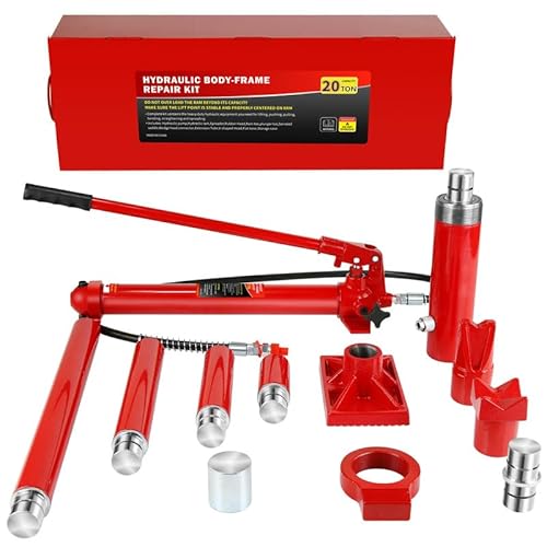 20 Ton Porta Power Hydraulic Jack Kit, Hydraulic Multifunctional Jack with Oil Hose and Storage Case,Auto Body Frame Repair Kit,44092 Lbs Capacity,for Car Repair,Truck,Garage