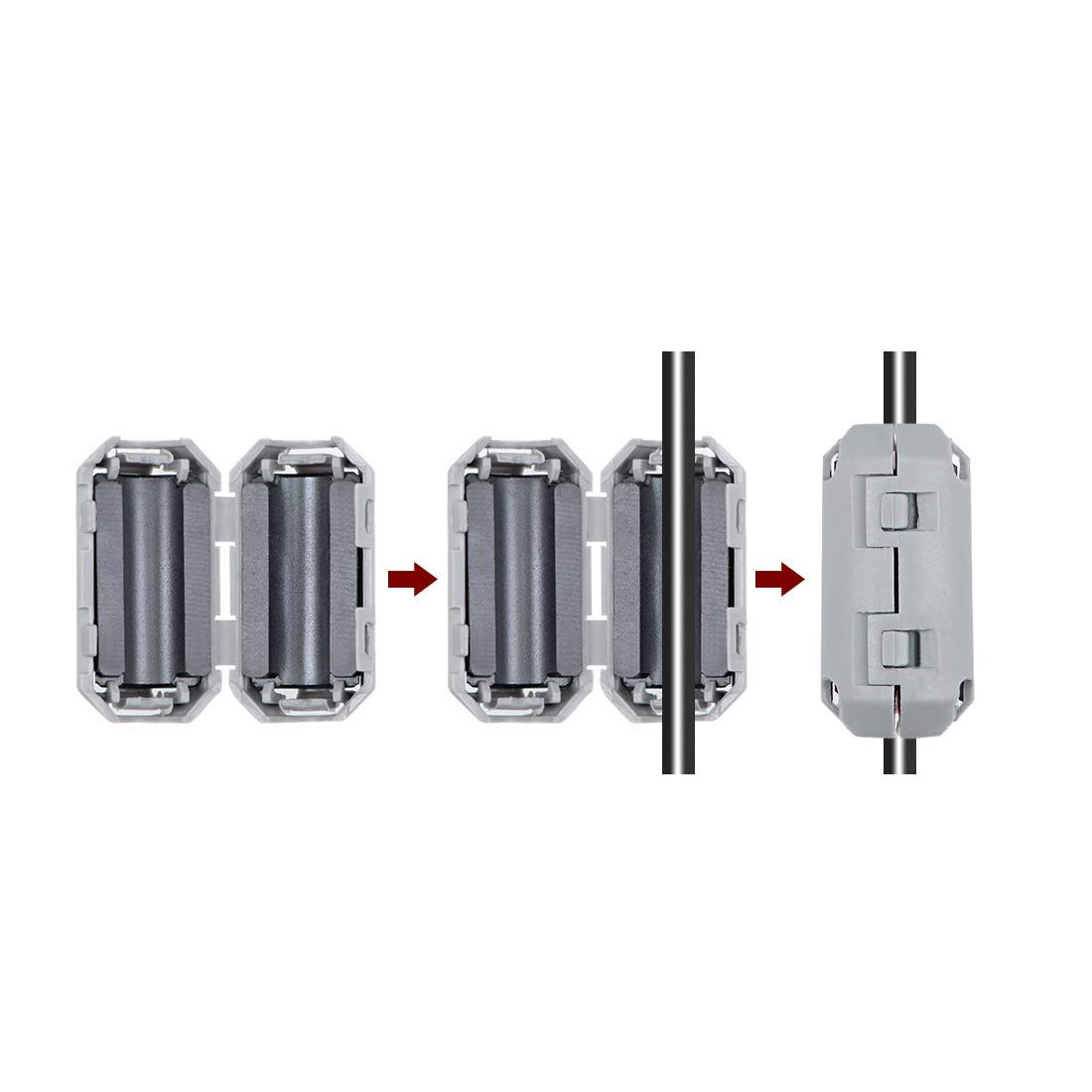 20 Stuks Ferrietkern, Ferriet Ringmagneetkern 3,5 mm 5 mm 7 mm 9 mm, Ferrietkernen Clip-On 20 Stuks Ferrietkern, Ferriet Ringmagneetkern 3,5 mm 5 mm 7 mm 9 mm, Ferrietkernen Clip-On