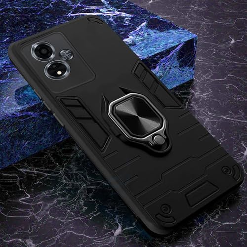 Image of A rtistque Rugged Armor Bumper Back Case Cover for Oppo A59 5G | Ring Holder & Stand in-Built | Shockproof TPU Protective Design | 360 Degree Protection - Black