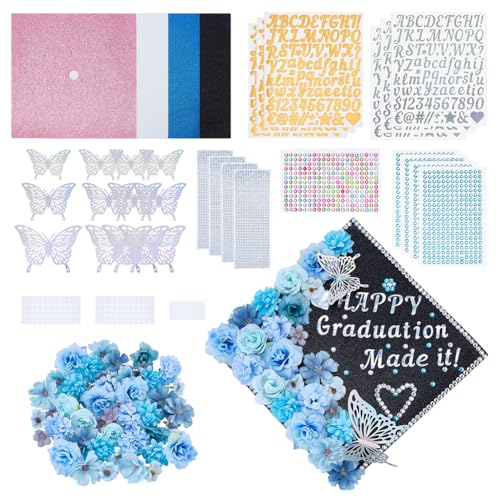 Chapeau de remise de diplôme original : kit de décoration fleurs et papillons FREEBLOSS