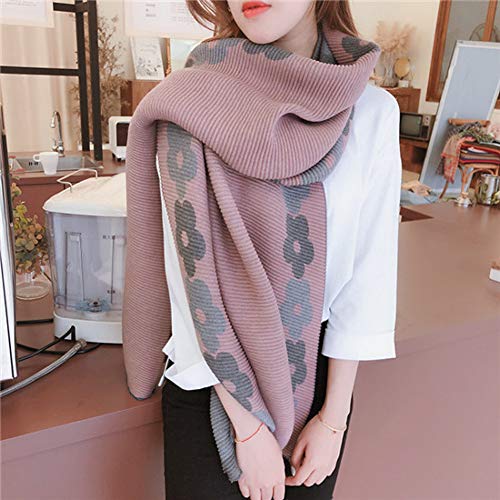 Écharpe d'hiver femme contre le froid grand châle imprimé fleur doux