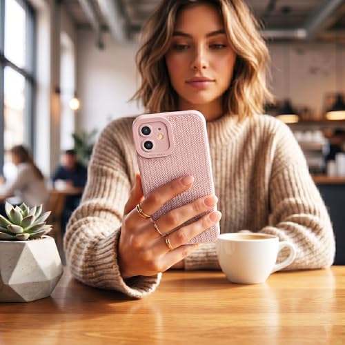 Image of amazon basics Luxury 3D Knitted Texture Soft Silicone Back Cover for iPhone 11 | Slim Fit Shockproof Case with Camera Protection & Non-Slip Grip - Pink