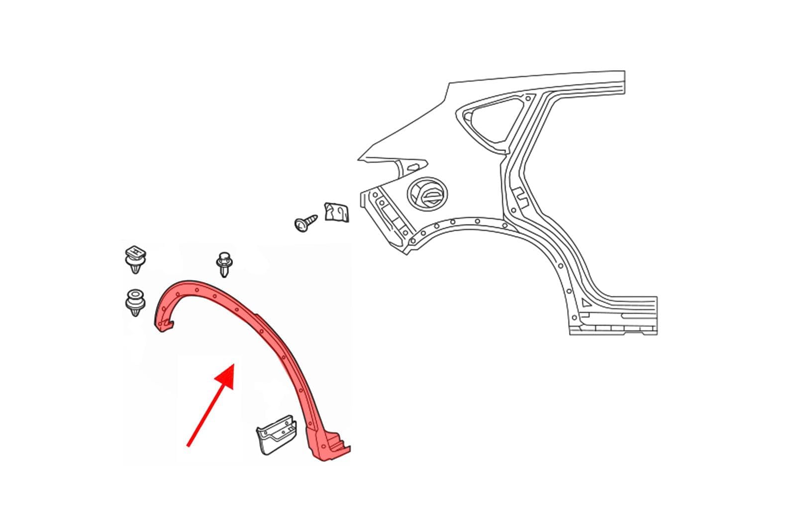 Kotflügelverbreiterung Radlaufleiste Rechts OEM KB7W51W50F, passend für Mazda CX-5 II KF 2017-2025, hinten, ABS-Kunststoff