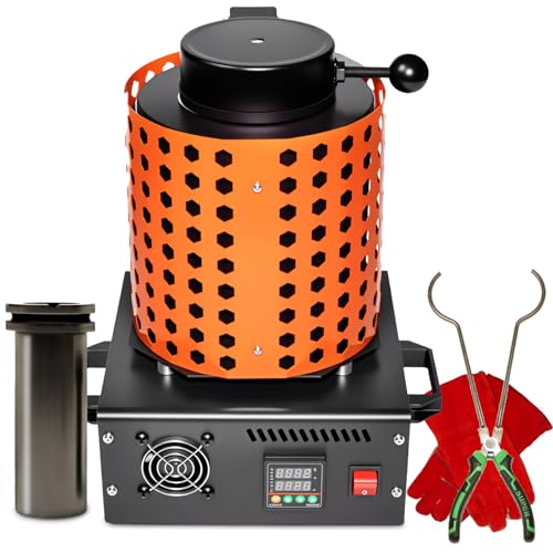 GEKUVIX Electric Furnace for Melting Metal 1800W Smart Electric Melting Furnace Kit with 3KG Graphite Crucible PID Precision Temp Control Smelter Kiln for Gold Silver Copper Aluminum 110V
