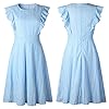 ECOWISH-Womens-Dresses-Elegant-Ruffles-Cap-Sleeves-Summer-A-Line-Midi-Dress ECOWISH Womens Dresses Elegant Wedding Cocktail Ruffles Cap Sleeves Summer A-Line Midi Dress Blue Medium