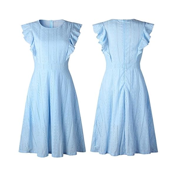 ECOWISH-Womens-Dresses-Elegant-Ruffles-Cap-Sleeves-Summer-A-Line-Midi-Dress ECOWISH Womens Dresses Elegant Wedding Cocktail Ruffles Cap Sleeves Summer A-Line Midi Dress Blue Medium