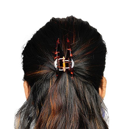Image of Accessher Black Acrylic Material Medium Size Butterfly Clips /Claw Clips /Hair Clutchers Clips with Tight Grip for Women and Girls (Pack of 6) (Silver:Gold)