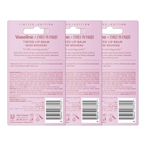 Image of Vaseline Nude Nouveau Emily in Paris Limited Edition Nude Tinted Lip Balm Stick 3g (Pack of 3)