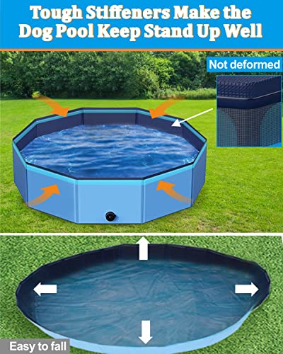 Studesk Foldable Dog Pool - 72" X 12" Anti-Slip Portable Dog Swimming Pool, Hard Plastic Collapsible Kiddie Pool For Outdoor And Indoor For Pets Dogs Cats And Kids #TOP3