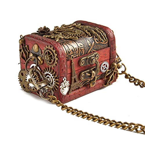 Sac Steampunk rétro avec engrenages gothiques et bandoulière chaîne pour téléphone portable