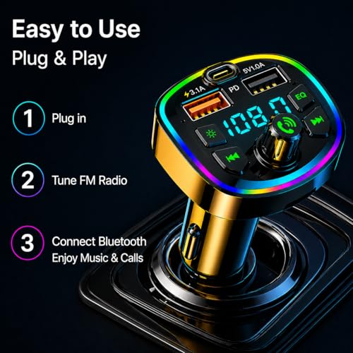 Image of Car Charger (6-in-1 Bluetooth 5.3 Car FM Transmitter)