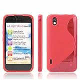 Design fin et élégant. VCOMP® Housse Etui Coque Souple Silicone Gel Motif S-Line pour LG Optimus Black P970/ Schwarz - Rose