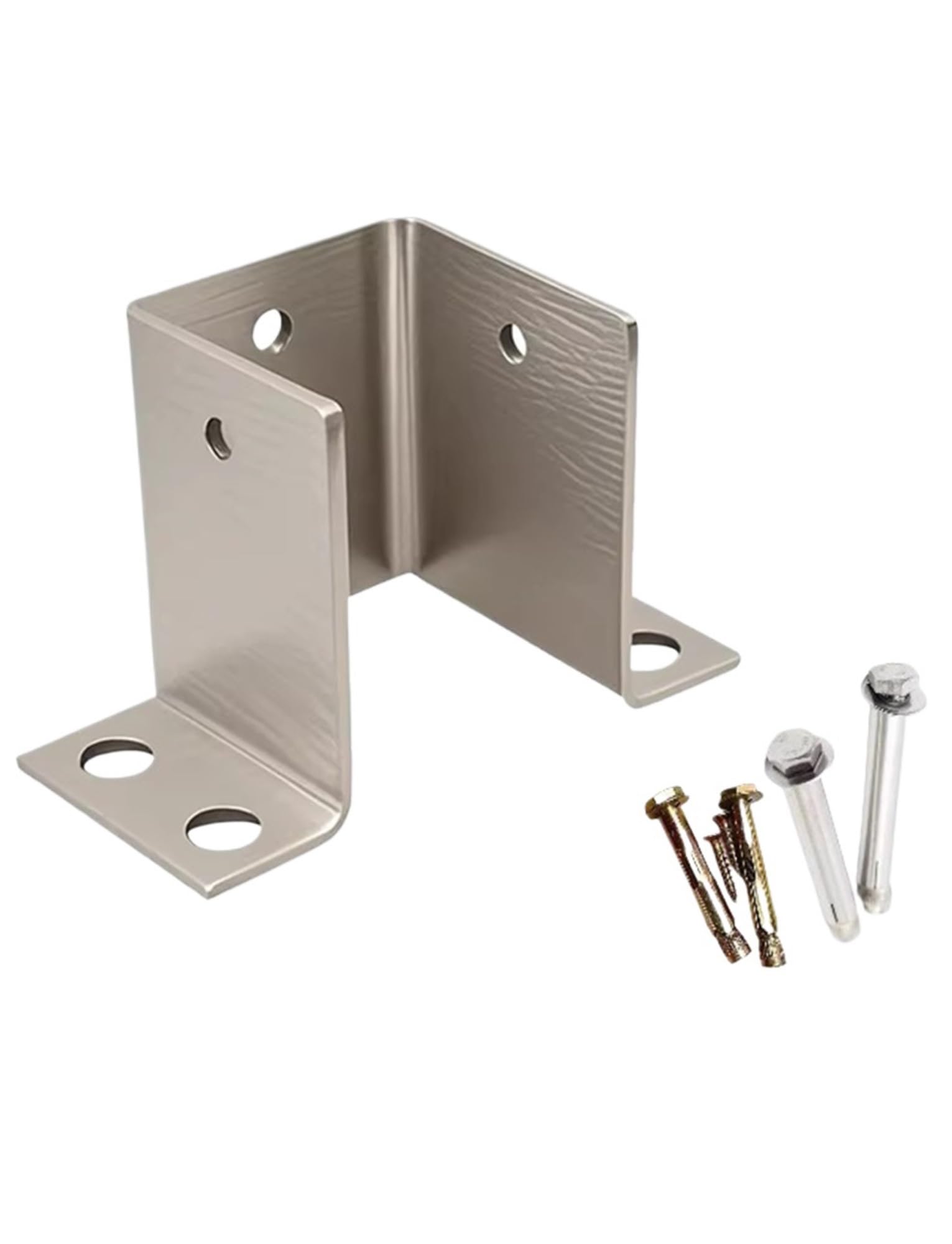Base de Poste de Acero Inoxidable, Anclaje para Poste de Cerca y terraza con Tornillos, Base de Columna de 3 Lados de Alta Resistencia, Anclajes para barandilla de Cerca de Madera (7 Piezas,