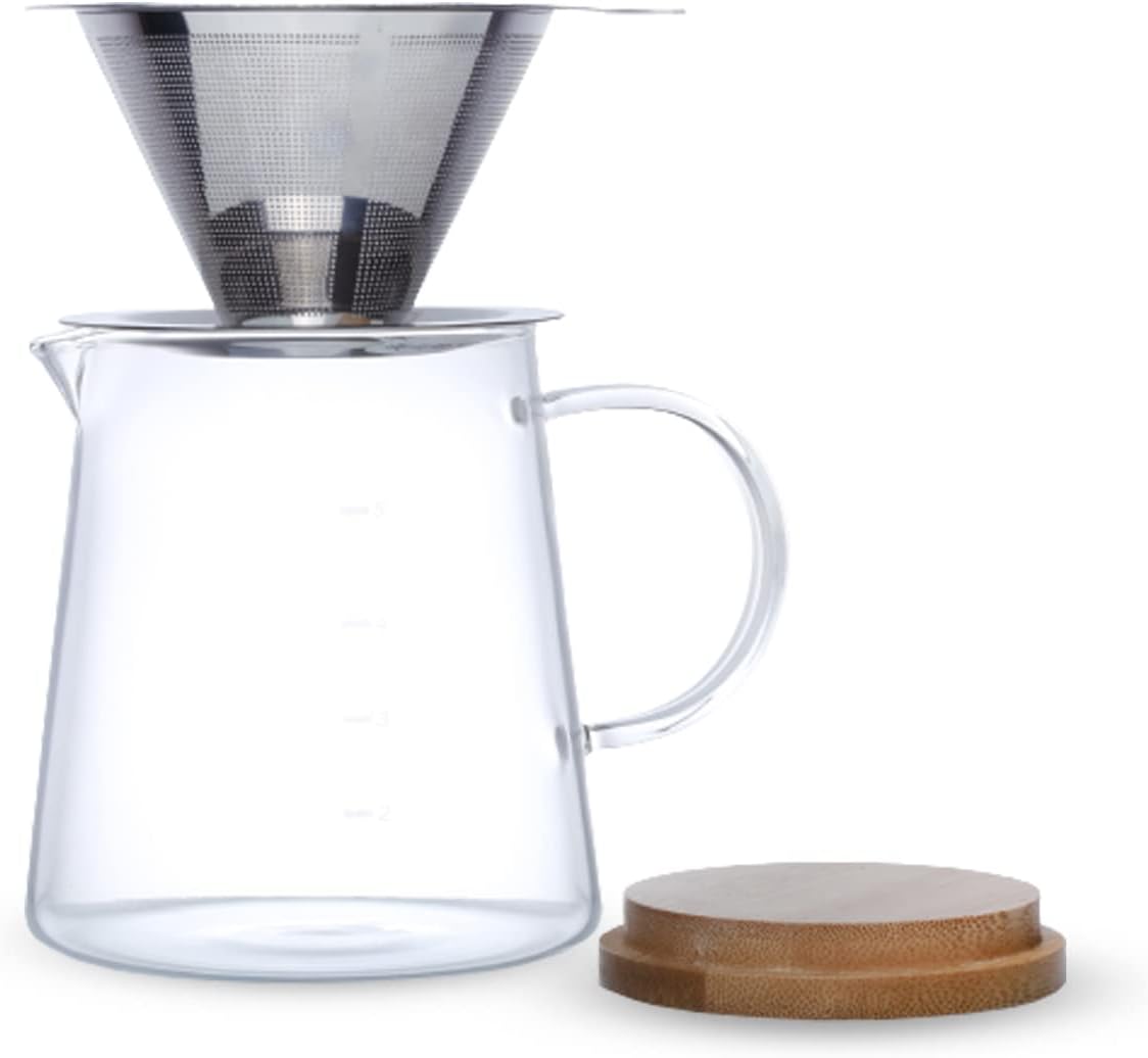 J-kitchens Retro Coffee Server Set (Stainless Steel Coffee Dripper & Drip Pot) Φ80xH112mm 580cc Current Model