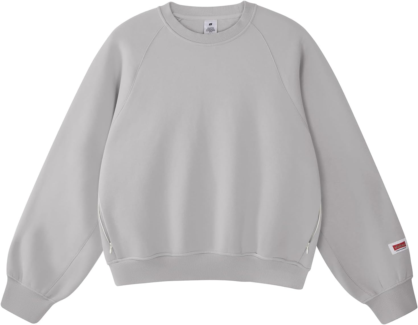 FAlABLE Women's Oversized Crewneck Sweatshirt Cozy Fleece Boxy Fit Pullover with Hidden Zipper Pockets Fall Winter Tops