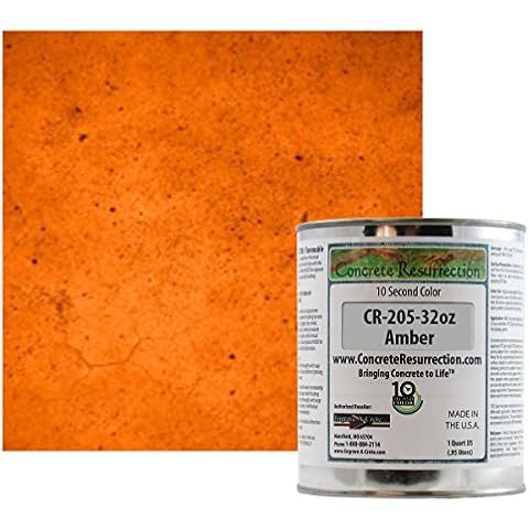 Professional Fast Drying Concrete Stain - Easy to use! Ten Second Color Acetone Dye Concrete Stain - Amber 32oz Cover