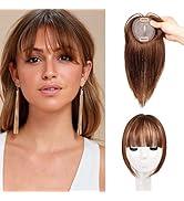 TBOAD Hair Toppers for Women 100% Real Human Hair Toppers with Bangs 12 Inch Hair Extensions Clip...