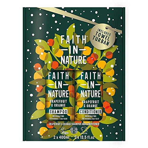 Faith In Nature Grapefruit & Orange Shampoo and Conditioner Set 2 x 400ml. Includes hair wrap towel