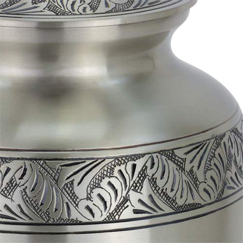 Classic Laurel Pewter Brass Cremation Urn For Ashes - Extra Large, Brass, Gray Companion Urn, Extra Large Adult Sized Cremation Urn, 11.625 Inches High #TOP1