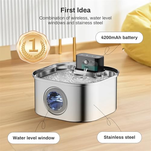 Fuente de Agua para Gatos Acero Inoxidable Recargable miniatura 6