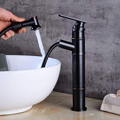 Grifo de ducha extraíble negro bronce lavabo alto monomando 4