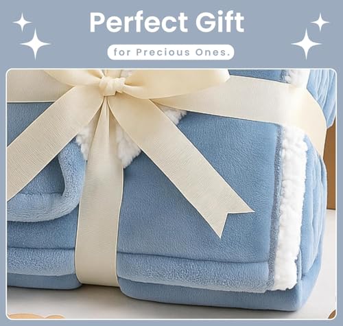 Image of VAS COLLECTIONS Baby Blanket Gift Set | 2-Layer Flannel & Sherpa Wrapping Sheet | Ultra Soft & Cozy | Newborn Boys & Girls | All-Season AC Blanket (130x105 cm, 800 g) (Gift Aqua, Baby (800g))