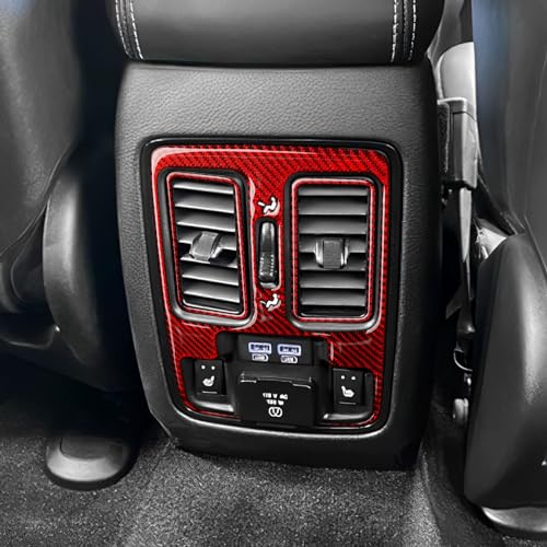 Image of for 2011-2024 Dodge Durango Accessories Car Rear A /C Air Outlet Vent Decals Carbon Fiber Stickers, B Red